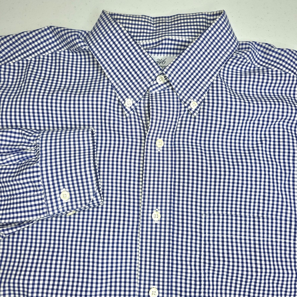 BROOKS BROTHERS 346 Men's XL Blue White Gingham Check Long Sleeve Shirt -1176